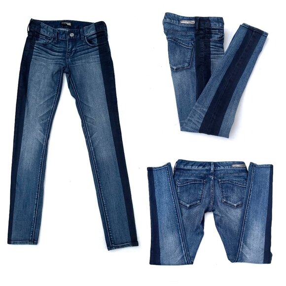 Express Stella Black Stripe skinny Jeans leggings size S - Picture 1 of 12